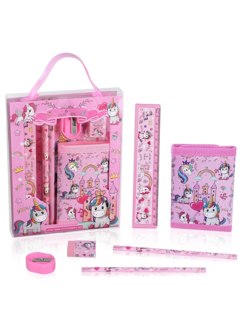 general Unicorn Stationery Set, including 2 pencil cases, a ruler, an eraser, a pencil sharpener and a money bag, Unicorn Stationery set for men and women - Image 1