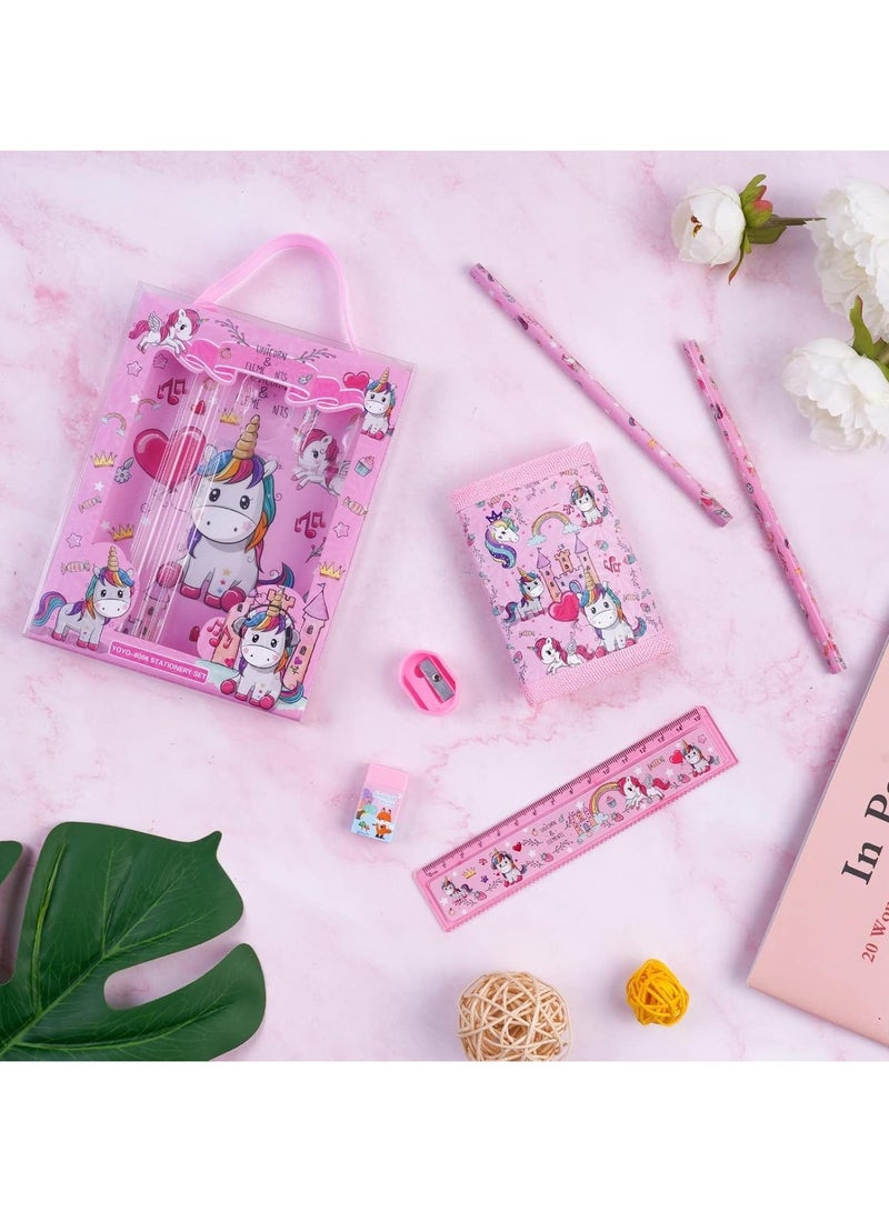 general Unicorn Stationery Set, including 2 pencil cases, a ruler, an eraser, a pencil sharpener and a money bag, Unicorn Stationery set for men and women - Image 2