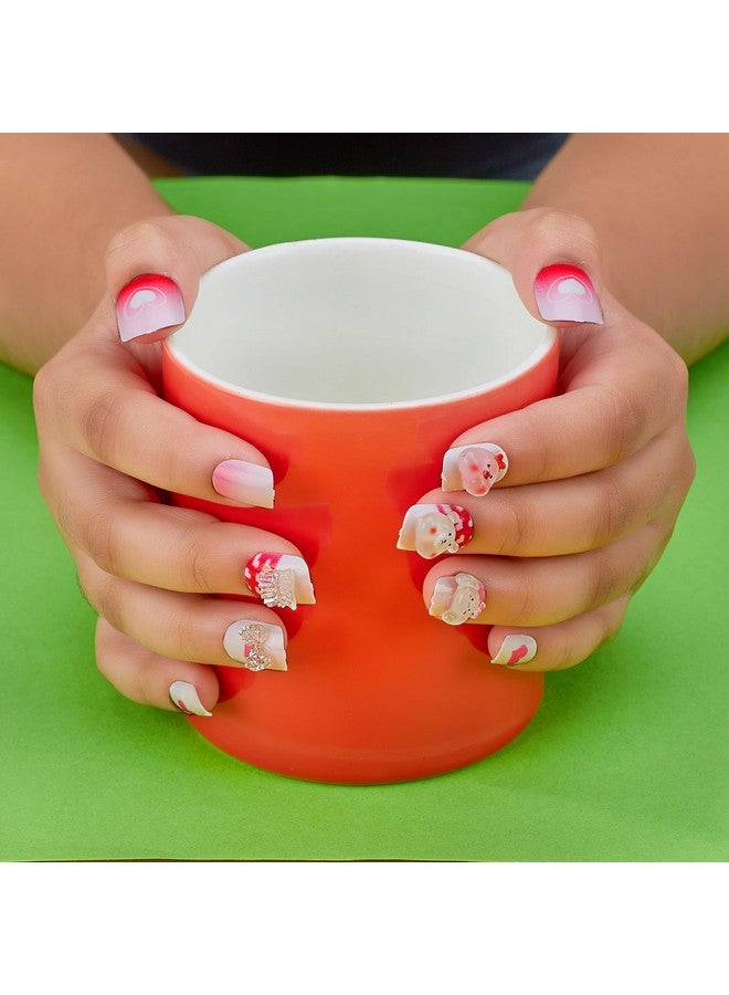 CherryBox Beautiful and Cute 3D Cartoon Nails Set of 12 pieces for Girls and Women - Image 2