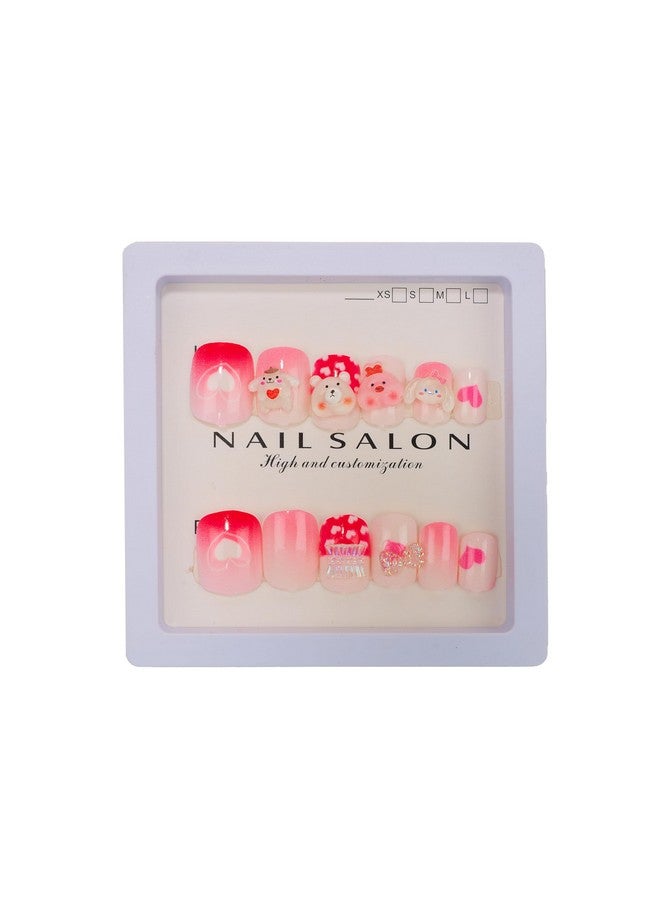 CherryBox Beautiful and Cute 3D Cartoon Nails Set of 12 pieces for Girls and Women - Image 1