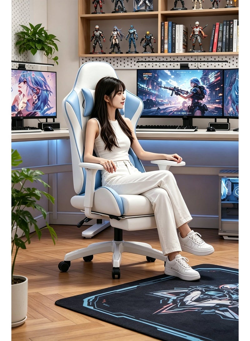 Ergonomic Gaming Chair, High Back Adjustable Office Computer Chair with Lumbar Support, Premium PU Leather Swivel Racing Desk Chair for Gaming Working Home Office - Image 2