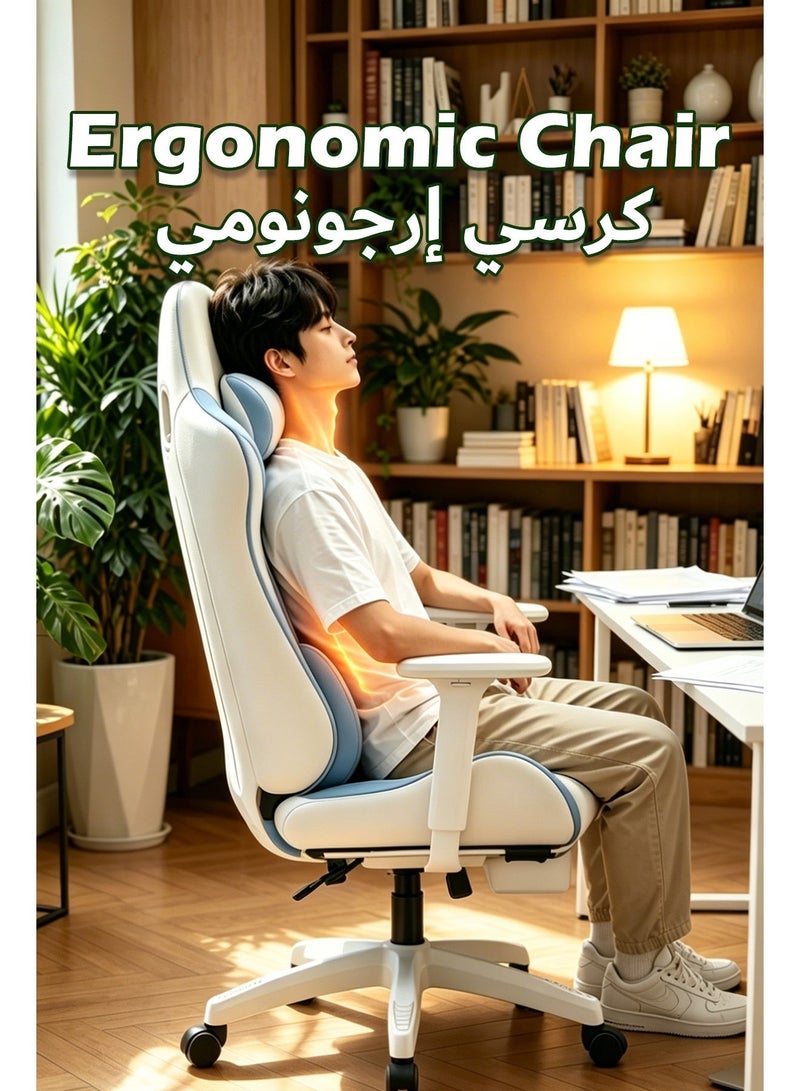 Ergonomic Gaming Chair, High Back Adjustable Office Computer Chair with Lumbar Support, Premium PU Leather Swivel Racing Desk Chair for Gaming Working Home Office - Image 5