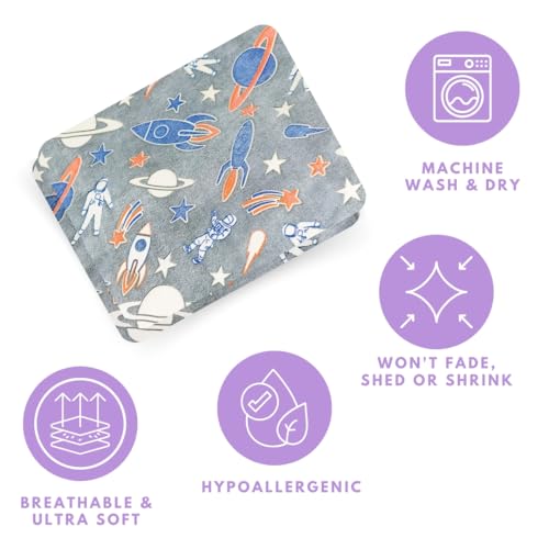 Famyo® Queen Size Glow in The Dark Blanket for Kids - Rocket | 200x152 cm, 0-15 Years | Soft Flannel Fleece Throw | Cozy & Warm All-Season Glow Blanket | Ideal Gift for Boys & Girls (Grey) - Image 4