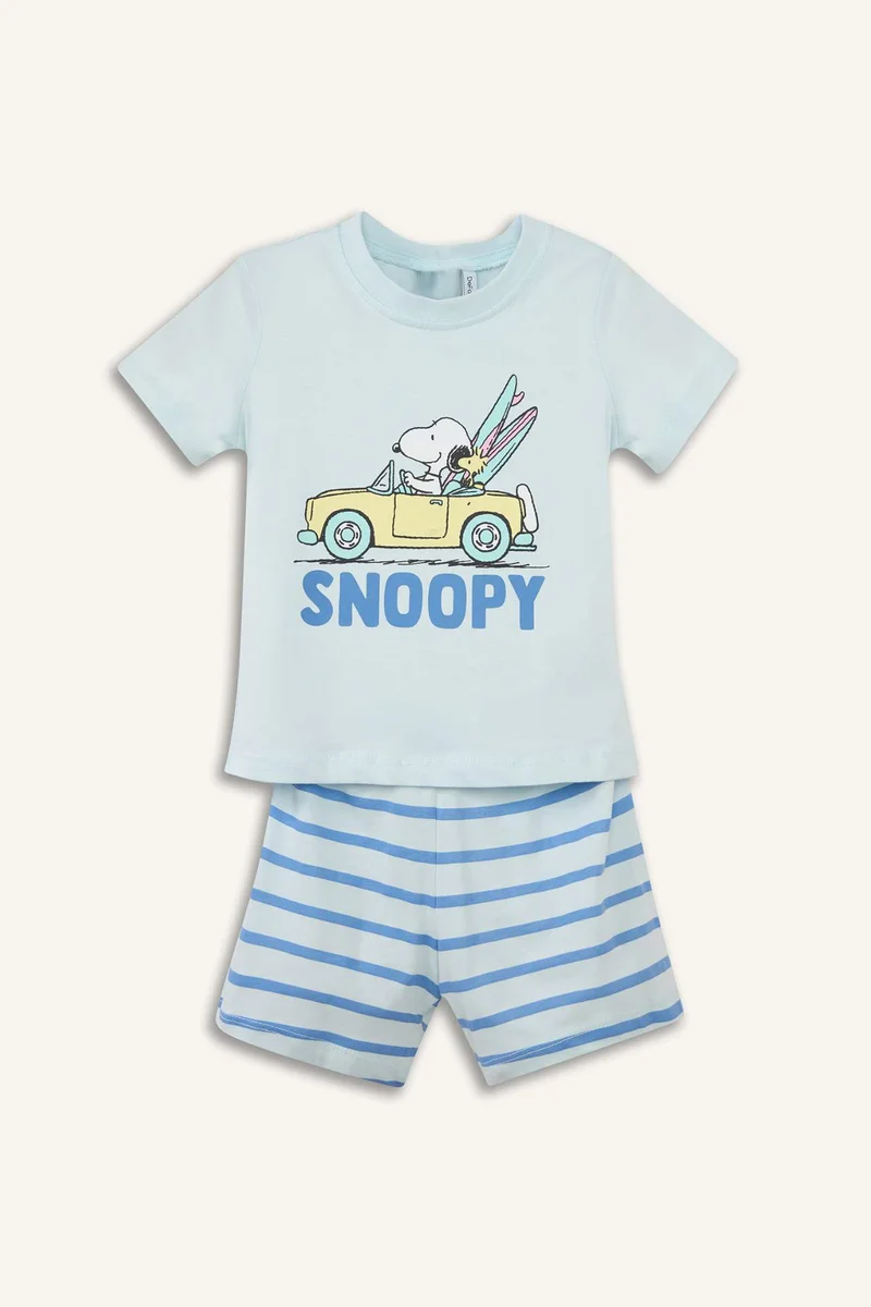 ديفاكتو Baby Boy 2 piece Regular Fit Snoopy Licensed Printed Knitted Pyjamas