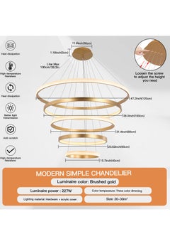 Villa Entrance Foyer Luxury Big 5 Ring Chandelier Light,Grand Dia 120cm Gold Modern High Ceiling Chandelier Living Room,Adjustable Color Temperature Acrylic Chandelier Lamp - pzsku/Z6ED875AA5AC0F76EE4A8Z/45/_/1704719504/0e4b7d26-ed62-40f1-a107-3b4e0c9a45cb