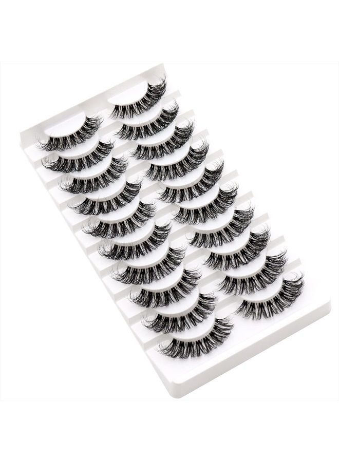 Veleasha Russian Strip Lashes with Clear Band Looks Like Eyelash Extensions D Curl Lash Strips 10 Pairs Pack (DT01) - Image 2