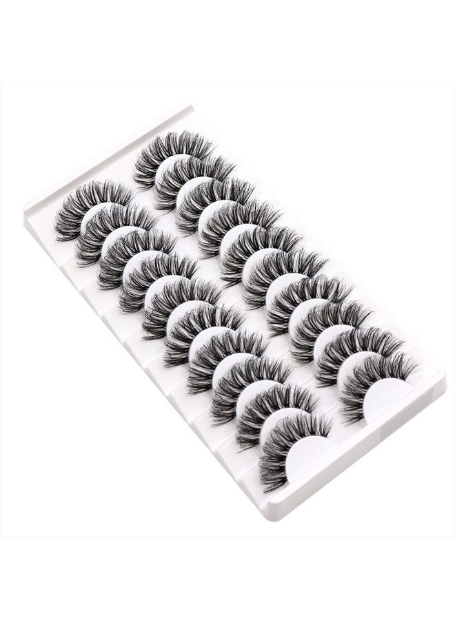 Veleasha Russian Strip Lashes with Clear Band Looks Like Eyelash Extensions D Curl Lash Strips 10 Pairs Pack (DT01) - Image 5