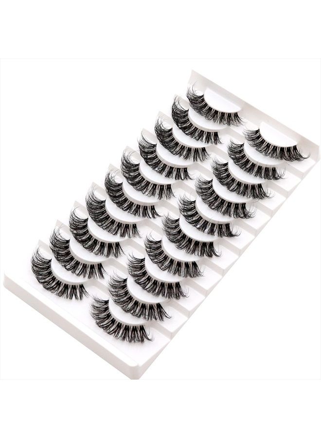 Veleasha Russian Strip Lashes with Clear Band Looks Like Eyelash Extensions D Curl Lash Strips 10 Pairs Pack (DT01) - Image 3