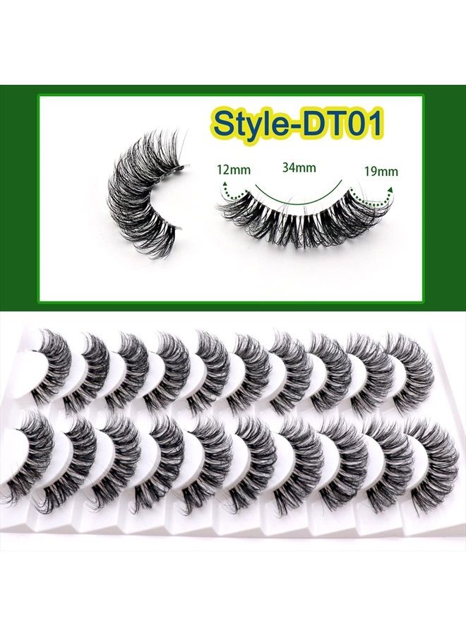Veleasha Russian Strip Lashes with Clear Band Looks Like Eyelash Extensions D Curl Lash Strips 10 Pairs Pack (DT01) - Image 4