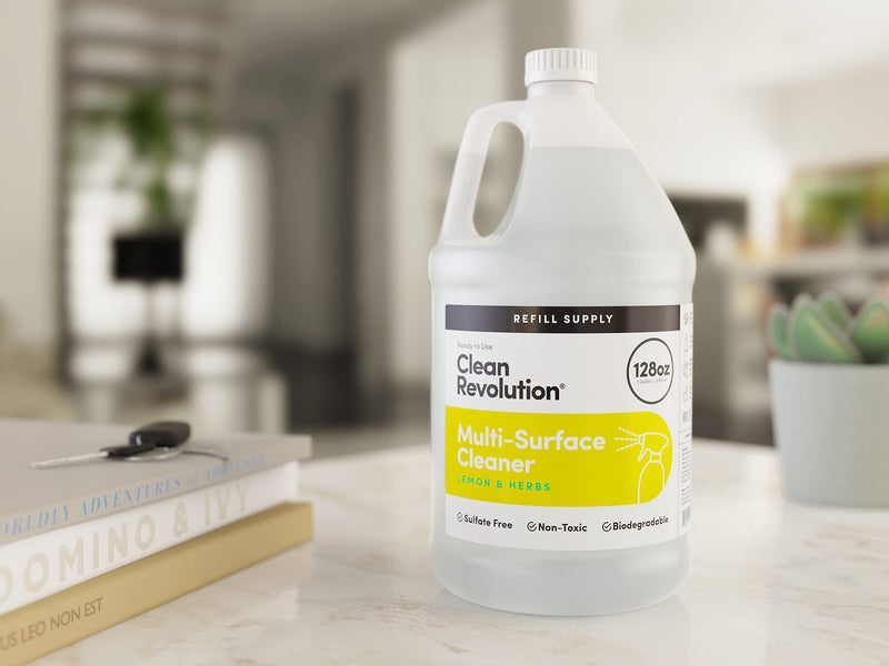 Clean Revolution Multi Surface Cleaner Refill Supply  Non-Toxic  Eco-Friendly & Plant-Based  Ready To Use  Lemon & Herbs  128 Fl Oz (1 Gallon) - Image 2