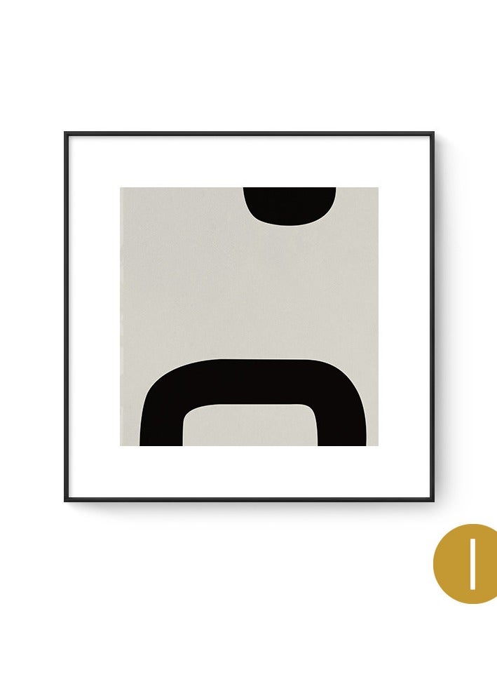 Modern Minimalist Black And White Abstract Combination Decoration Painting, Living Room Sofa Background Wall Mural Model Room Square Hanging Painting(Aluminum Alloy Frame+High-Definition Canvas) - Image 1
