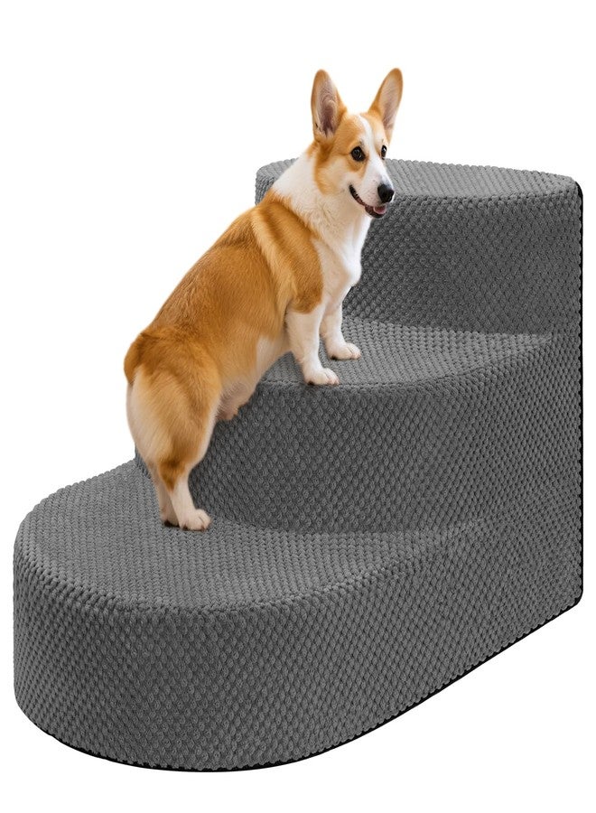 NECKORY Dog Stairs for Small Dogs, Foam Steps for Small Dogs & Cats, 3 Steps Dog Ramp for High Beds, Couch, Window, Sofa, Pet Stairs with Removable Washable Cover, Non-Slip Sturdy Pet Steps, Grey - Image 1