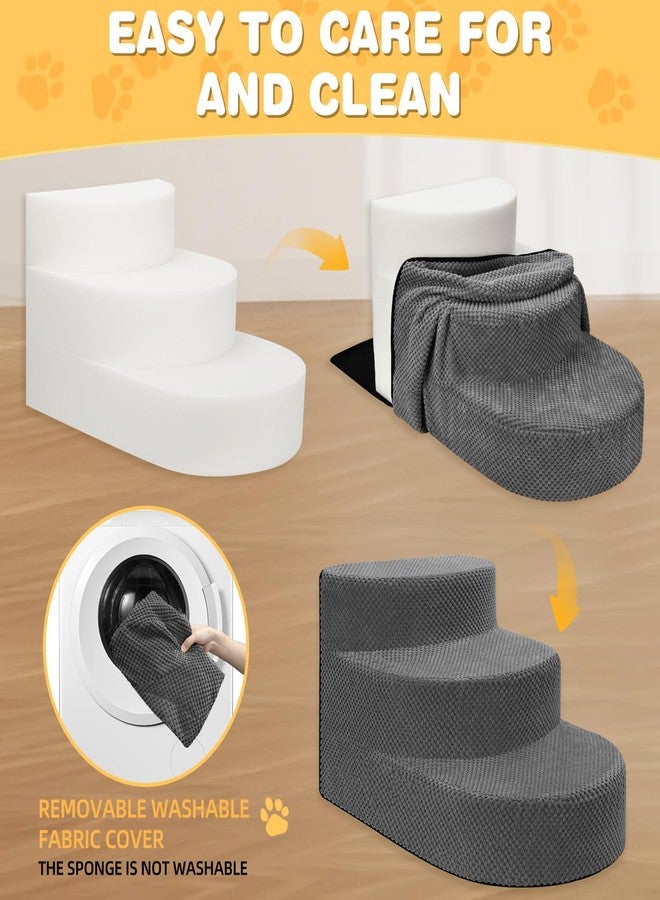 NECKORY Dog Stairs for Small Dogs, Foam Steps for Small Dogs & Cats, 3 Steps Dog Ramp for High Beds, Couch, Window, Sofa, Pet Stairs with Removable Washable Cover, Non-Slip Sturdy Pet Steps, Grey - Image 4