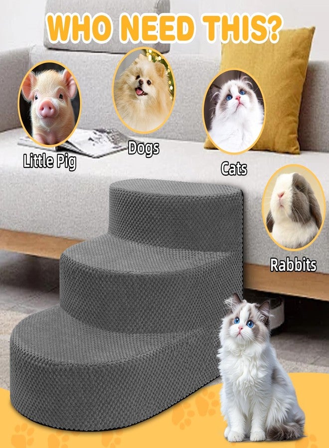 NECKORY Dog Stairs for Small Dogs, Foam Steps for Small Dogs & Cats, 3 Steps Dog Ramp for High Beds, Couch, Window, Sofa, Pet Stairs with Removable Washable Cover, Non-Slip Sturdy Pet Steps, Grey - Image 5