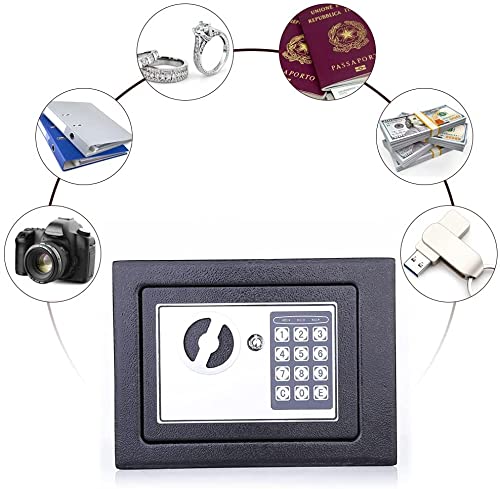 Overa Electronic Safe Box Small Value Safe High Security Steel Safe Lock Box with Digital Keypad and Keys for Home Office Cash Jewelry Money - Image 2