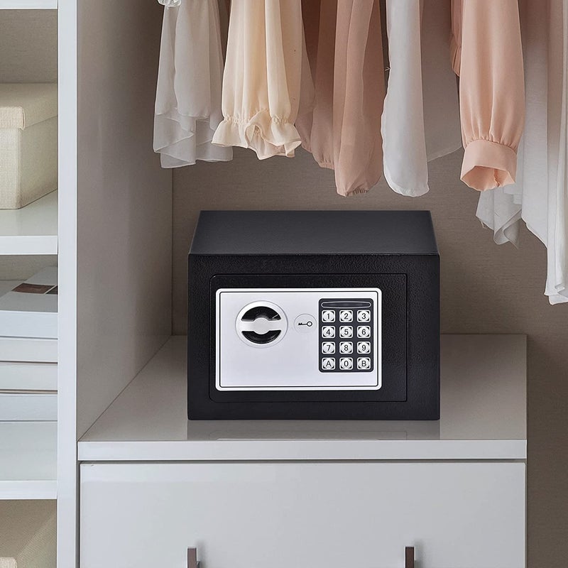 Overa Electronic Safe Box Small Value Safe High Security Steel Safe Lock Box with Digital Keypad and Keys for Home Office Cash Jewelry Money - Image 1
