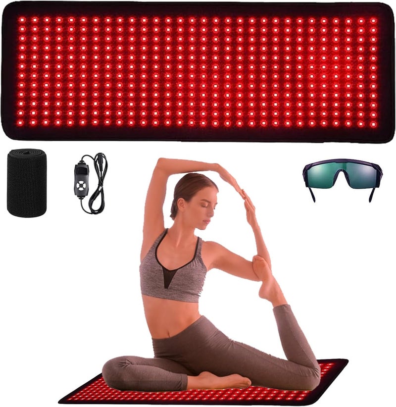 I-THERA-U iTHERAU Red Light Therapy Pad for Full Body, 31" x 11", Dual Chip 360 LEDs 660nm & 850nm Infrared Light Therapy Belt for Back Waist Shoulder Knee Joint Pain Relief, Gift for Women Men, Black Edge