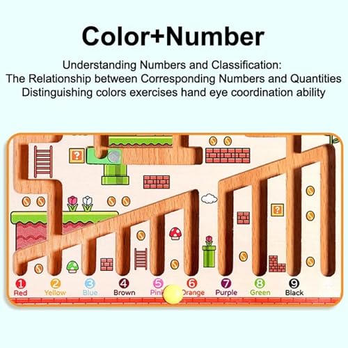 RITHVI STORE Magnetic Color & Number Maze | Montessori Wooden Magnet Board Counting & Color Sorting Toy | Educational Fine Motor Skills Activity for Toddlers 2+ Years (Mushroom) - Image 5