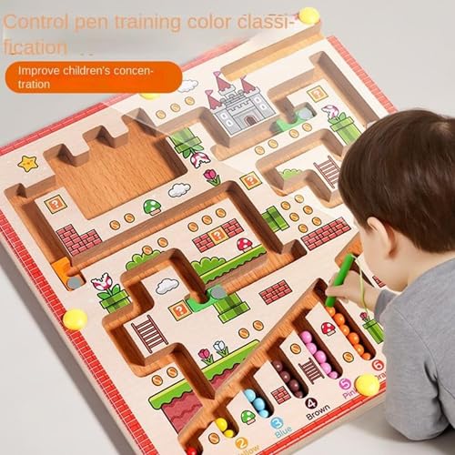 RITHVI STORE Magnetic Color & Number Maze | Montessori Wooden Magnet Board Counting & Color Sorting Toy | Educational Fine Motor Skills Activity for Toddlers 2+ Years (Mushroom) - Image 3