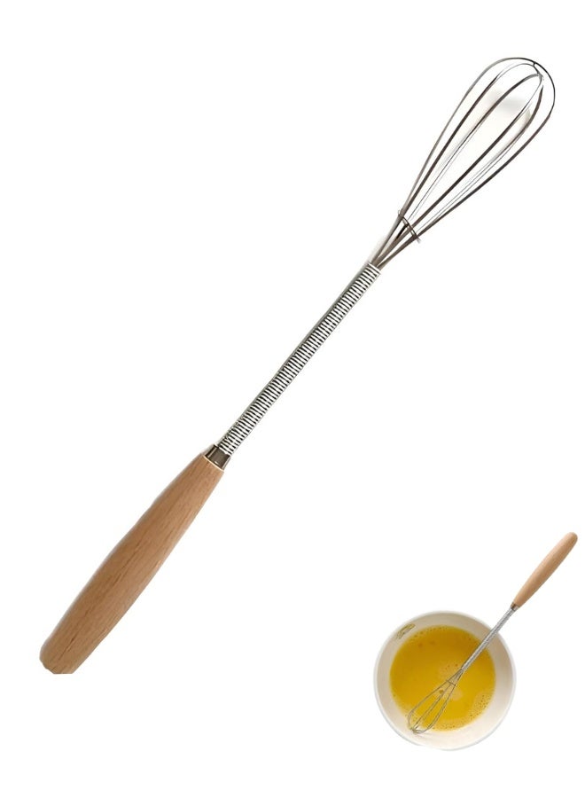 19cm Stainless Steel Egg Beater with Comfortable Wooden Handle – Hand Whisk for Mixing Ingredients, Whipping Eggs and Cream, and Preparing Sauces – Durable and Practical Kitchen Tool for Cooking and Baking - Image 1