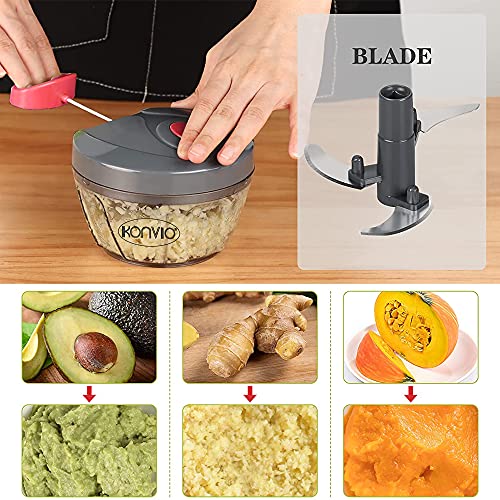 KONVIO BPA-Free Food Safe Material Mini Handy and Compact Plastic Chopper with 3 Blades (Black) - Image 4