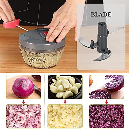 KONVIO BPA-Free Food Safe Material Mini Handy and Compact Plastic Chopper with 3 Blades (Black) - Image 5