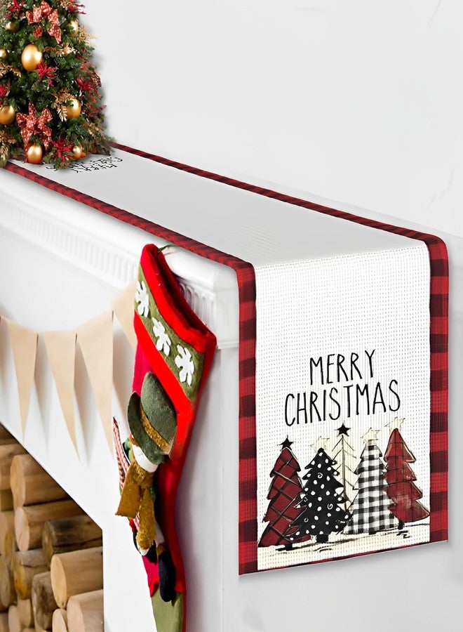 LTLYH Watercolor Red and Black Buffalo Plaid Christmas Trees Merry Xmas Table Runner 13x72 inch, Seasonal Winter Holiday Kitchen Dining Table Decoration for Indoor Outdoor Home Party Decor - Image 2