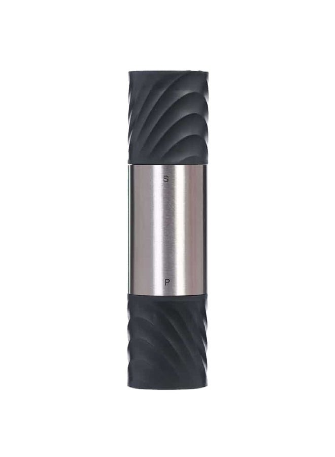 Elemental Kitchen Dual-Head Ceramic Mechanism Stainless Steel Salt and Pepper Grinder Black and Silver 20.6 x 5.5 x 5.5 cm 79292002 - Image 1