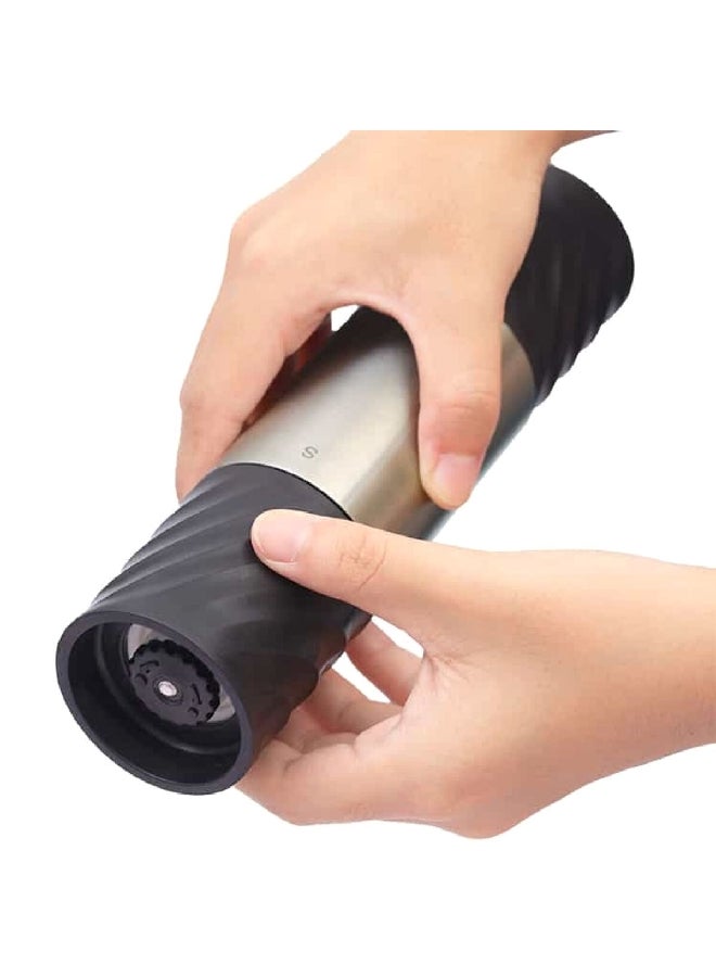 Elemental Kitchen Dual-Head Ceramic Mechanism Stainless Steel Salt and Pepper Grinder Black and Silver 20.6 x 5.5 x 5.5 cm 79292002 - Image 2