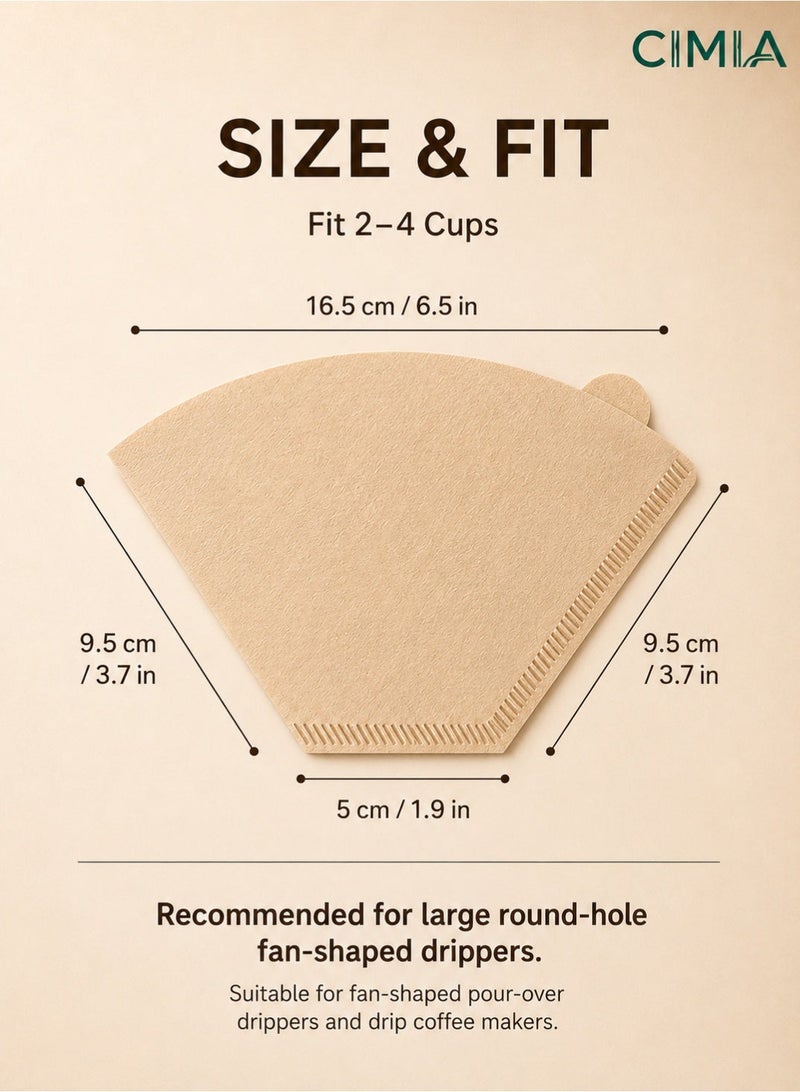 CIMIA 100pcs V60 coffee filters, suitable for pour-over coffee and drip coffee machines. Disposable filters with fine filtration, comes with a flip-top box. Perfect for home, office, or travel use. - Image 3