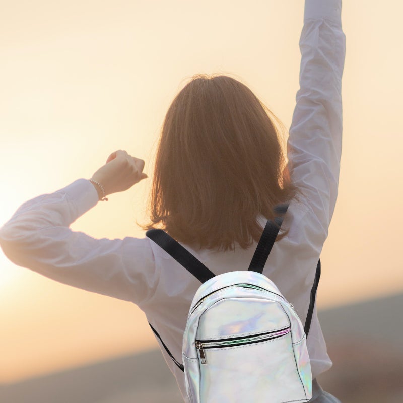 Womens Shoulder Bag Korean Version Pearl Pattern Glossy Shoulder Bag Simple Personality Wild Girl Small Backpack (White) - Image 4