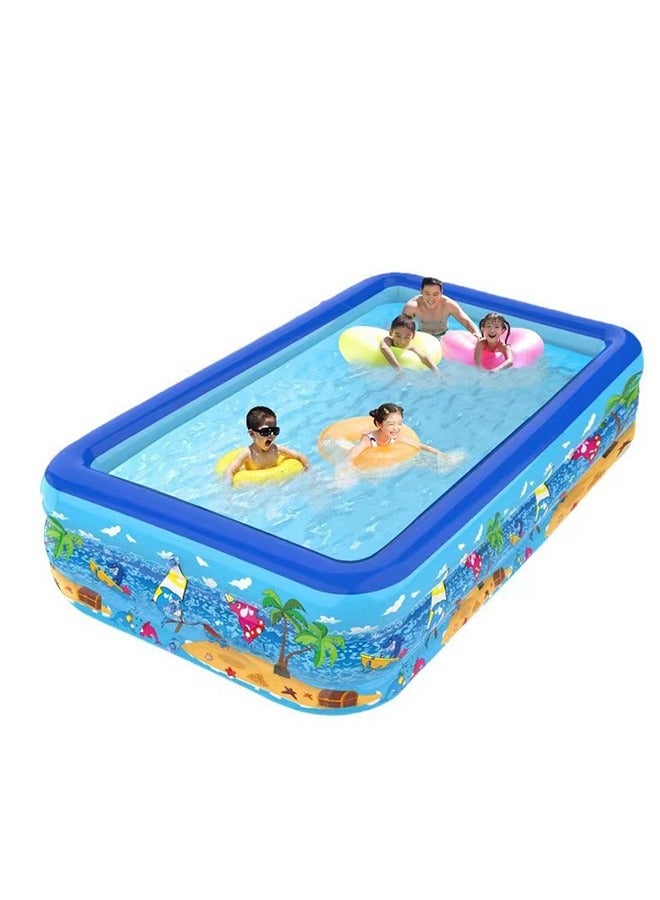305X175X58CM  Swimming Pool Family Inflatable Elastic Base,Inflatable Kiddie Pool Fun Outdoor Water Toys for Girls Boys Rectangle Non-Slip  - Image 1