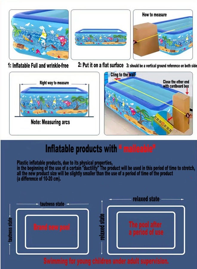305X175X58CM  Swimming Pool Family Inflatable Elastic Base,Inflatable Kiddie Pool Fun Outdoor Water Toys for Girls Boys Rectangle Non-Slip  - Image 5