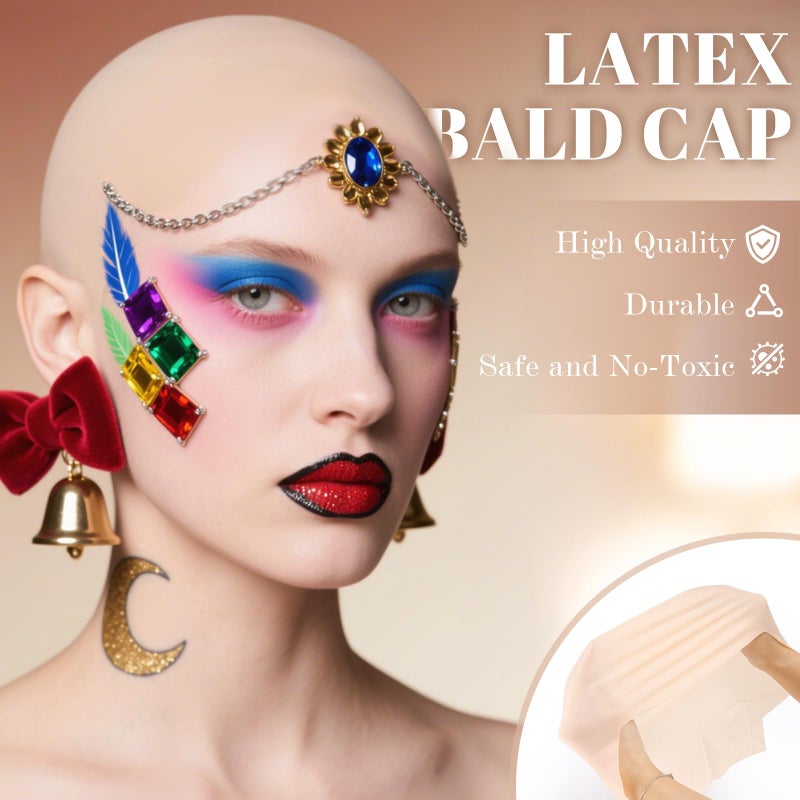 DAGEDA Bald Cap Halloween SFX Makeup Kit ,Realistic Latex Bald Wig Cap with Spirit Gum & Remover Combo Kit for Adult Men Women,Costume Character Set for Costumes Cosplay Party Theater Film - Image 2