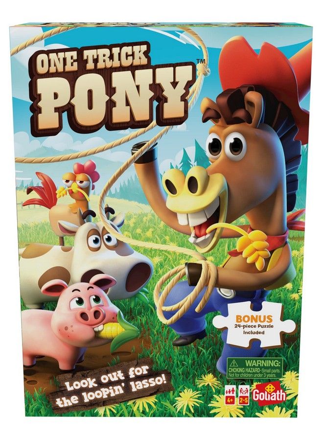 Goliath One Trick Pony Game W/ 24Pc Puzzle Round Up Animals Before Cowboy Spinning Lasso Ropes You In Includes 24Piece Puzzle - Image 2