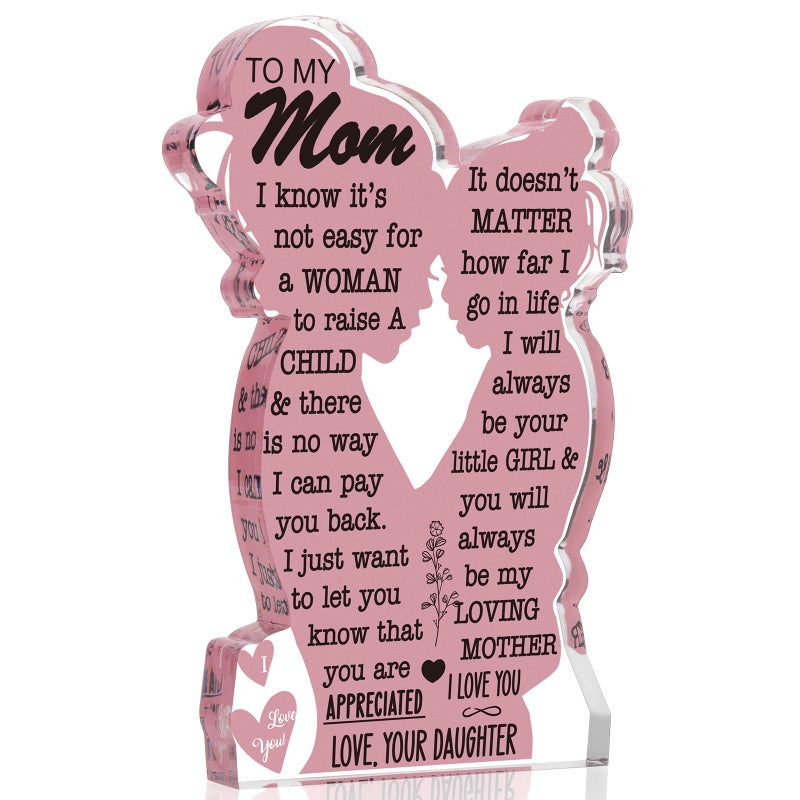 TuSuQing Mom Gifts from Daughter Christmas Gift for Mom, Mom Birthday Ideas Gift Cool Mother's Day Gifts from Daughter Best Mom Ever Gifts New Mom Single Mom Christmas 2024 Acrylic Plaque Sign 5x3in - Image 1