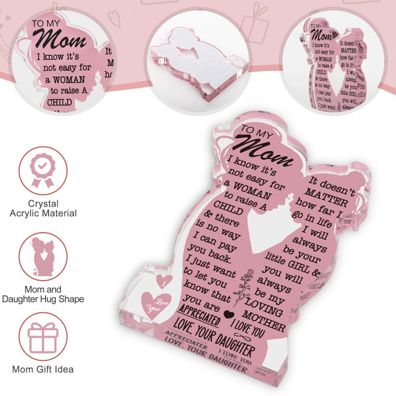 TuSuQing Mom Gifts from Daughter Christmas Gift for Mom, Mom Birthday Ideas Gift Cool Mother's Day Gifts from Daughter Best Mom Ever Gifts New Mom Single Mom Christmas 2024 Acrylic Plaque Sign 5x3in - Image 2