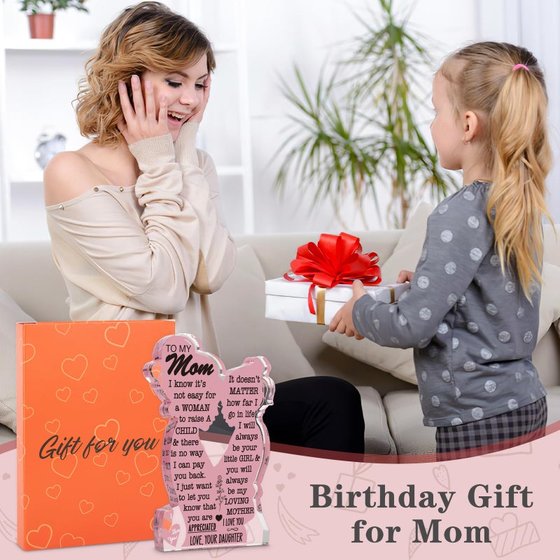 TuSuQing Mom Gifts from Daughter Christmas Gift for Mom, Mom Birthday Ideas Gift Cool Mother's Day Gifts from Daughter Best Mom Ever Gifts New Mom Single Mom Christmas 2024 Acrylic Plaque Sign 5x3in - Image 4