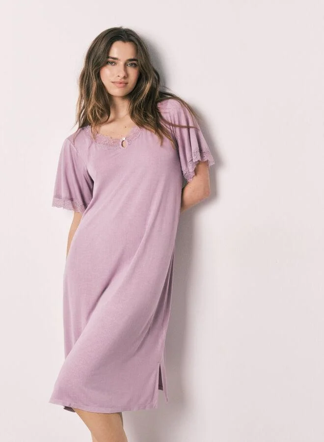 women'secret Pink viscose soft touch long nightgown