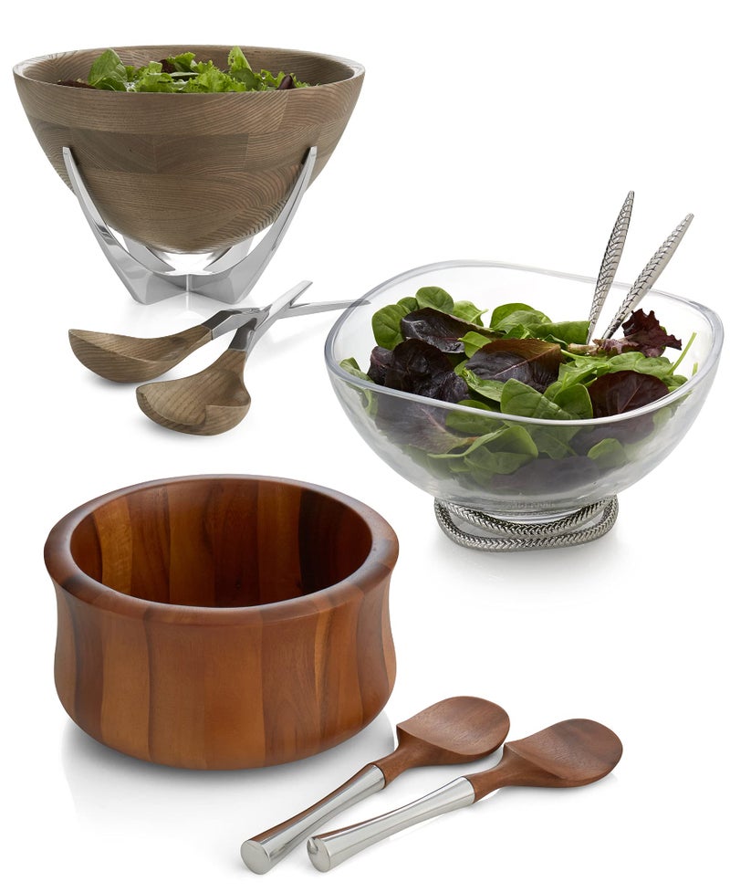 Nambe Nambe - Nara Collection Natural Acacia Wood Salad Bowl and Servers with Nambe Alloy Handles (10.5"" x 5.5"") - Image 4