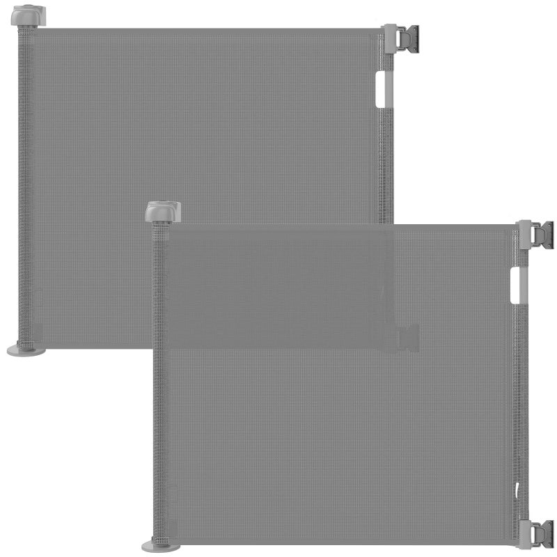 Veraste (2 Pack) Retractable Baby Gate for Doorways and Stairs, Mesh Safety Gate for Pet, Indoor & Outdoor Use, One-Hand Operation, Easy Installation, 33.6" Tall, Expands to 55" Wideï¼ˆGrey,33.6"x55" - Image 1