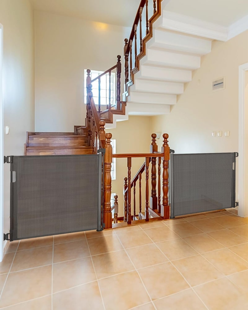 Veraste (2 Pack) Retractable Baby Gate for Doorways and Stairs, Mesh Safety Gate for Pet, Indoor & Outdoor Use, One-Hand Operation, Easy Installation, 33.6" Tall, Expands to 55" Wideï¼ˆGrey,33.6"x55" - Image 2