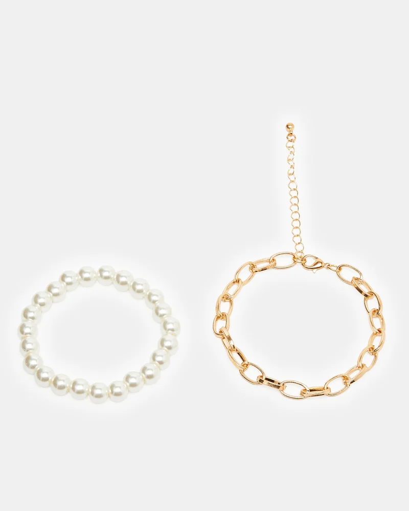 Redtag Women Gold Embellished Bracelet Set (Pack of 2)