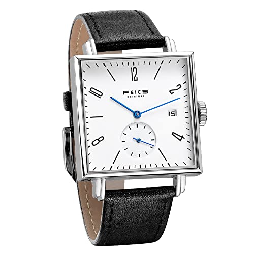 FEICE Men’s Square Watch Minimalistic Automatic Mechanical Watch Waterproof Wristwatch with Sapphire Crystal Leather Straps for Women Unisex -FM301 - Image 1