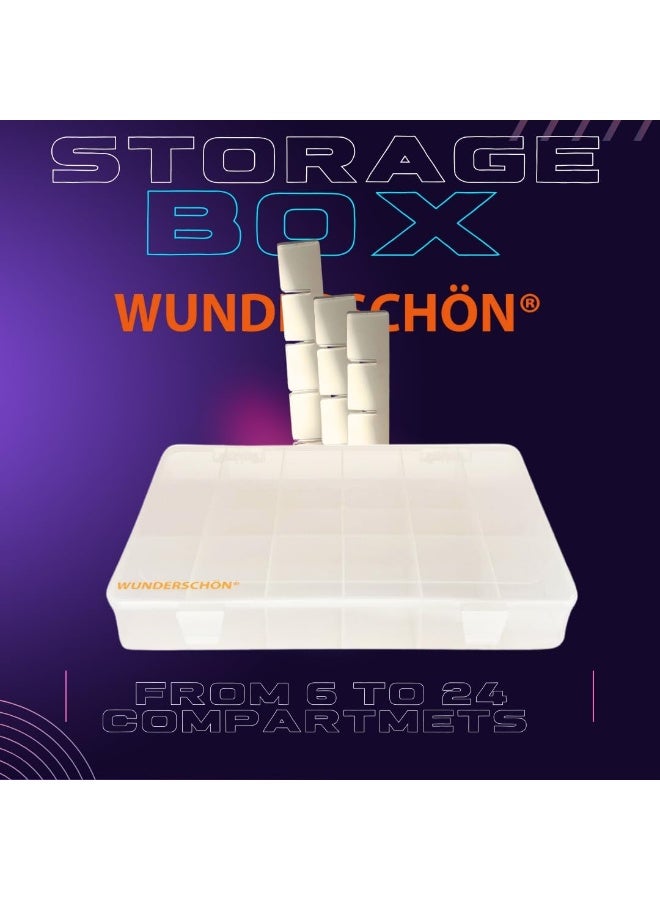 WUNDERSCHÖN Plastic Box With Removable Compartments Storage Box Suitable For Jewelry Tools Transparent  27x18x4cm  - Image 2