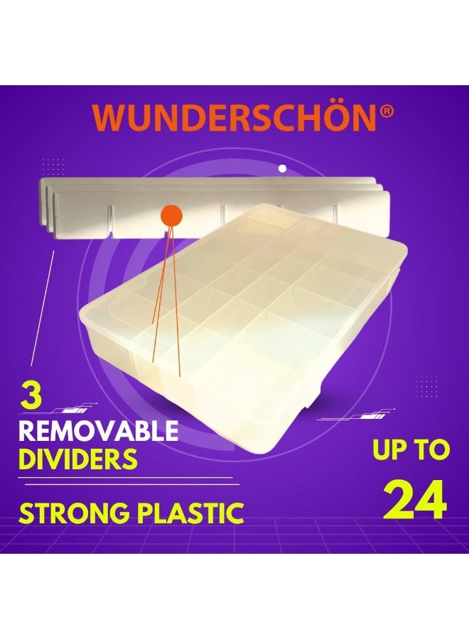 WUNDERSCHÖN Plastic Box With Removable Compartments Storage Box Suitable For Jewelry Tools Transparent  27x18x4cm  - Image 3