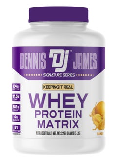 DENNIS JAMES Signature Series Whey Protein Matrix 5lbs - Advanced Muscle Building Formula (Mango)  - Image 1