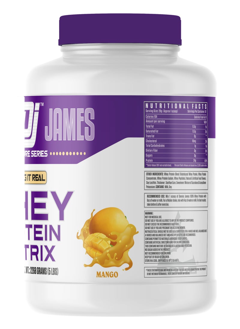 DENNIS JAMES - Signature Series Whey Protein Matrix 5lbs - Advanced Muscle Building Formula (Mango) - Image 1