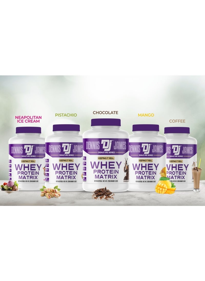 DENNIS JAMES - Signature Series Whey Protein Matrix 5lbs - Advanced Muscle Building Formula (Mango) - Image 1