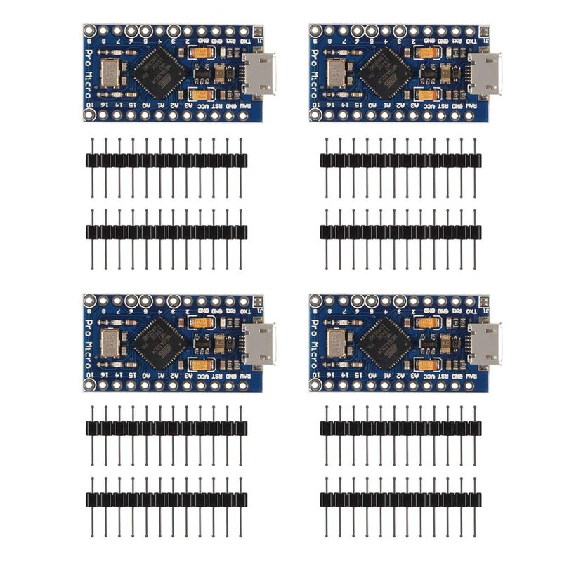 AITRIP 4PCS Pro Micro Atmega32U4 5V 16MHz Bootloadered IDE Micro USB Pro Micro Development Board Microcontroller Compatible with Pro Micro Serial Connection with Pin Header - Image 1